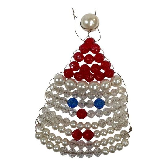 Vintage Christmas Ornament Lot With Santa Star Bell & More Beaded Garfield Retro - Picture 3 of 5